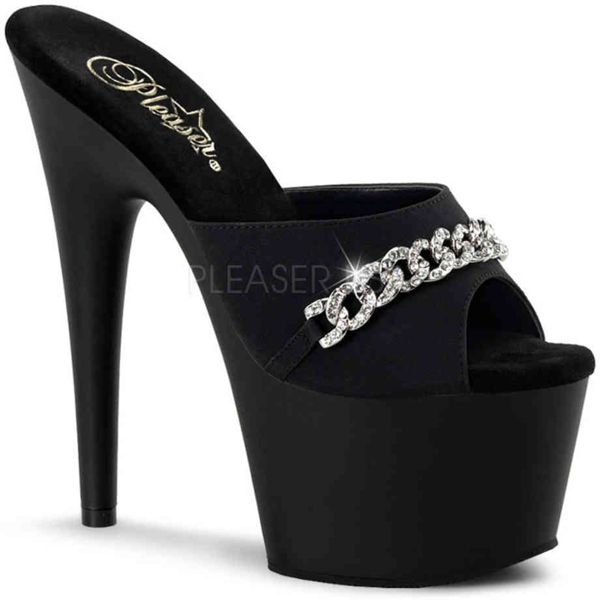 EU 37 = US 7 | ADORE-701PS-2 | 7 Heel, 2 3/4 PF Slide Featuring R/S Chain Embellishment